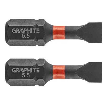 GRAPHITE - Torziós ütvecsavarozó bit, 2 darabos, SL5.5 x 25mm