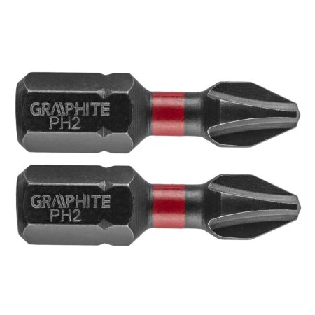 GRAPHITE - Torziós ütvecsavarozó bit, 2 darabos, PH2 x 25mm