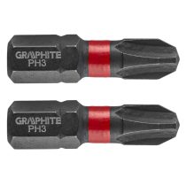    GRAPHITE - Torziós ütvecsavarozó bit, 2 darabos, PH3 x 25mm