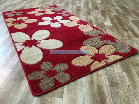 Margit nyírt szőnyeg virágos piros 200 x 280