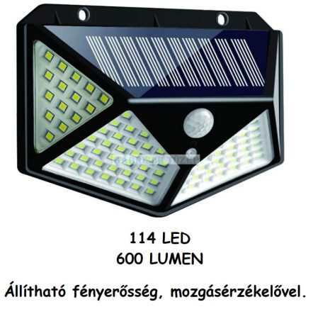 Mozgásérzékelős napelemes 114 LED lámpa